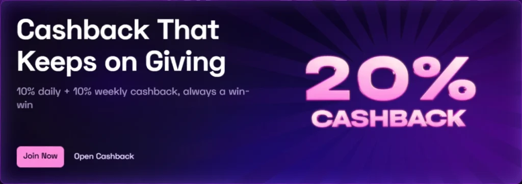 Cashback twenty percent banner Lussurio purple
